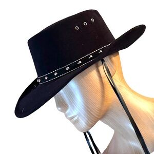 Black Vintage Southwestern Studded Women's cowboy  Hat